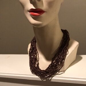 Necklace Multi Strand Brown with adjustable closure Bohemian Gypsy